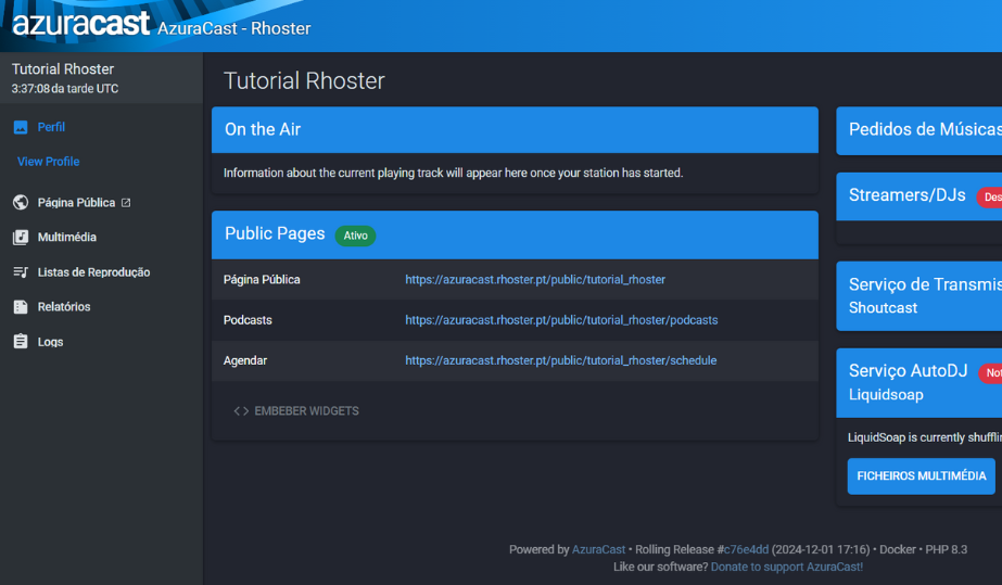 Painel AzuraCast